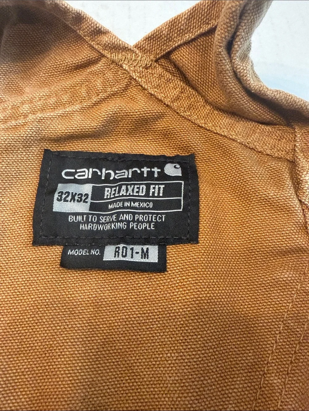 Carhartt Tan Duck Canvas Overalls with Dark Brown Straps